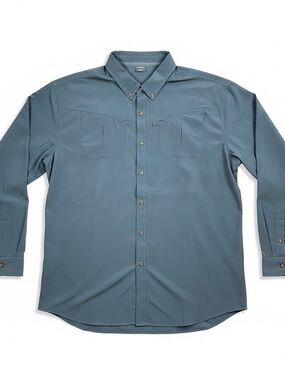 Remington Fishing Slate Blue Long Sleeve Casual Button-Down Shirt